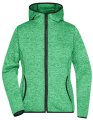 Dames Fleece Hoodie James & Nicholson JN588 green melange-zwart